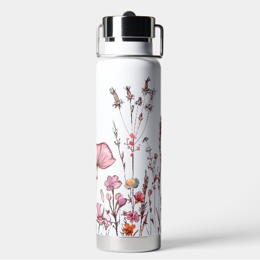 Schattigee chique gepersonaliseerde wilde bloem waterfles (Achterkant)