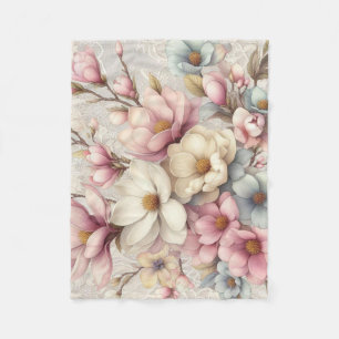 Schattigee chique girly bloemen en kant fleece deken