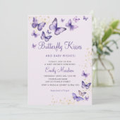 Schattigee chique Paarse vlinder kusjes meisje Bab Kaart (Staand voorkant)