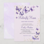 Schattigee chique Paarse vlinder kusjes meisje Bab Kaart (Voorkant / Achterkant)