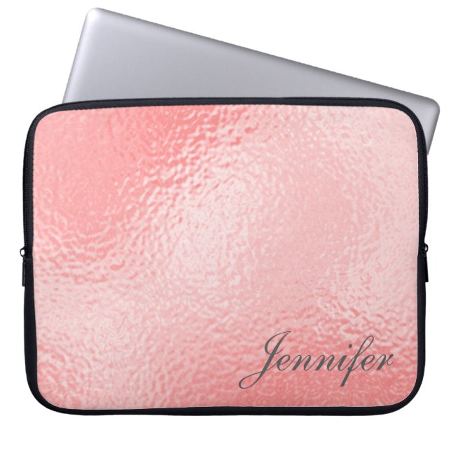 Schattigee chique roze geprinte glanzend GEPERSONA Laptop Sleeve (Voorkant)