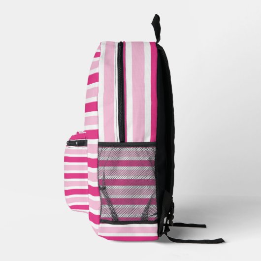 Schattigee chique strepen roze & wit bedrukte rugzak (Rechts)