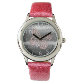 Schattigee chique zilveren roze vlinder Naam toevo Horloge