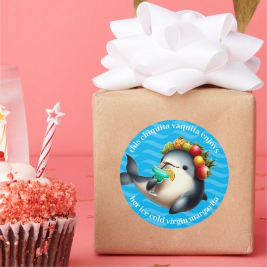 Schattigee Chiquita Vaquita Genieten van een Virgi Ronde Sticker (Feest)