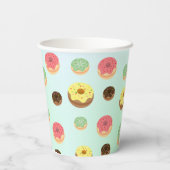Schattigee Chocolade aardbei donuts patroon Verjaa Papieren Bekers (Achterkant)