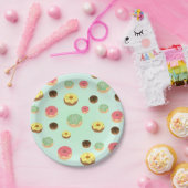 Schattigee Chocolade aardbei donuts patroon Verjaa Papieren Bordje (Feest)