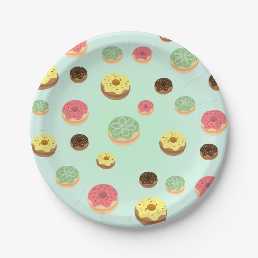 Schattigee Chocolade aardbei donuts patroon Verjaa Papieren Bordje (Voorkant)