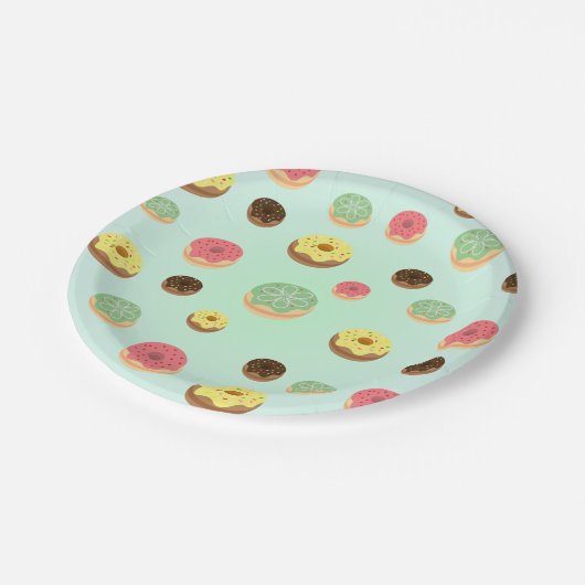 Schattigee Chocolade aardbei donuts patroon Verjaa Papieren Bordje (Gekanteld)