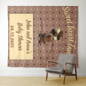 Schattigee Chocolade beer Baby shower achtergrond Wandkleed (In Situ (horizontaal))