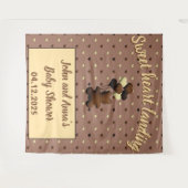 Schattigee Chocolade beer Baby shower achtergrond Wandkleed (Voorkant (horizontaal))