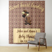 Schattigee Chocolade beer Baby shower achtergrond Wandkleed (In situ)