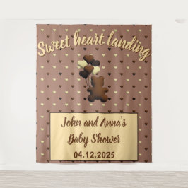 Schattigee Chocolade beer Baby shower achtergrond Wandkleed