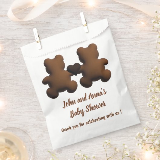 Schattigee Chocolade beer Baby shower gunstzak Bedankzakje (Geknipt)