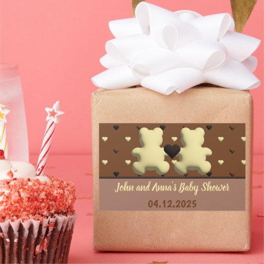 Schattigee chocolade beer Baby shower rechthoek st Rechthoekige Sticker (Feest)