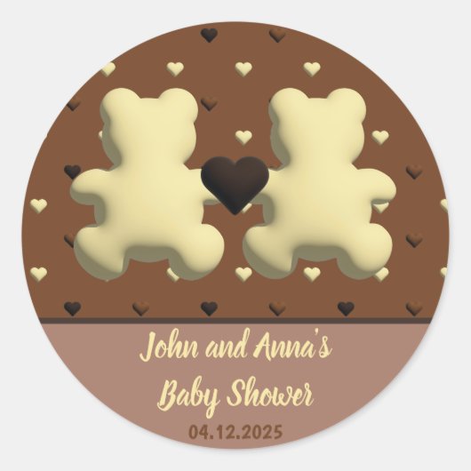 Schattigee chocolade beer Baby shower stickers (Voorkant)