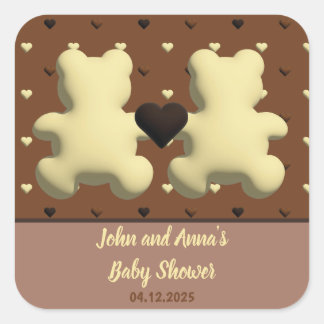 Schattigee chocolade beer Baby shower vierkante st Sticker