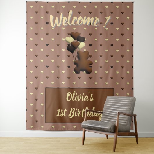 Schattigee Chocolade beer Verjaardag Achtergrond Wandkleed (In situ)