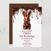 Schattigee Chocolade Bow Stropdas Paashaas 1e Verj Kaart (Voorkant / Achterkant)