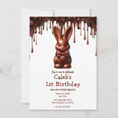 Schattigee Chocolade Bow Stropdas Paashaas 1e Verj Kaart (Voorkant)