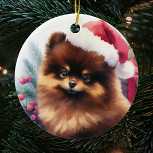 Schattigee Chocolade Bruin Pommerse Kerst Keramisch Ornament