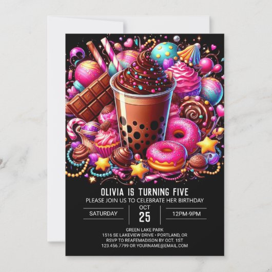 Schattigee Chocolade Candyland Digitale Verjaardag Kaart (Voorkant)