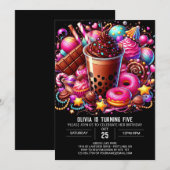 Schattigee Chocolade Candyland Digitale Verjaardag Kaart (Voorkant / Achterkant)
