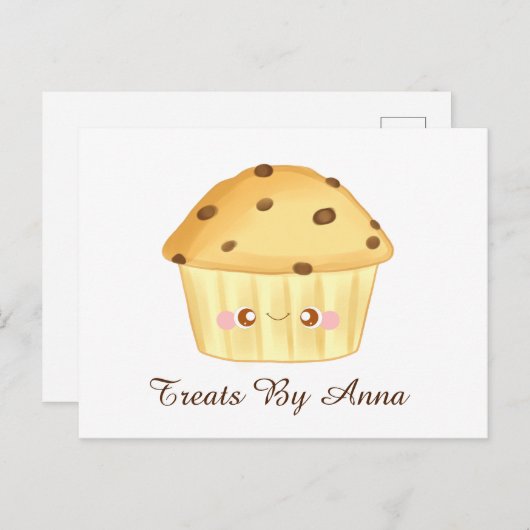 Schattigee Chocolade Chip Muffin Briefkaart (Voorkant / Achterkant)