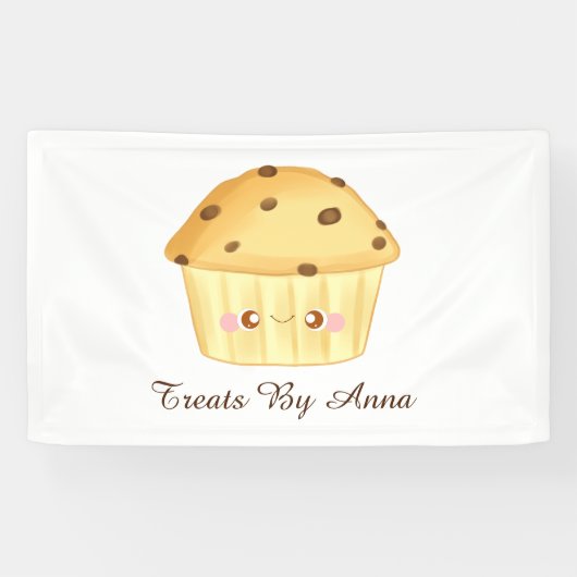 Schattigee Chocolade Chip Muffin Spandoek (Horizontaal)
