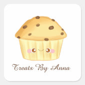 Schattigee Chocolade Chip Muffin Vierkante Sticker (Voorkant)