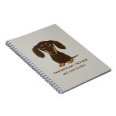 Schattigee Chocolade Dachshund met Aangepaste Teks Notitieboek (Rechterzijde)