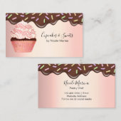 Schattigee chocolade druppels roze cupcake bakkeri visitekaartje (Voorkant / Achterkant)