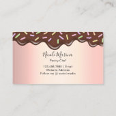 Schattigee chocolade druppels roze cupcake bakkeri visitekaartje (Achterkant)