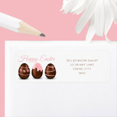 Schattigee chocolade eieren gelukkig paasadres etiket