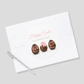 Schattigee chocolade eieren Happy Easter Ronde Sticker