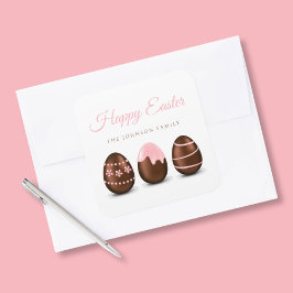 Schattigee chocolade eieren Happy Easter Vierkante Sticker