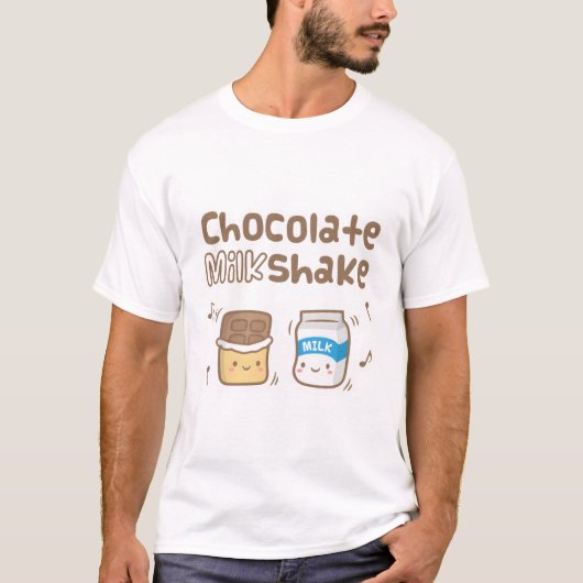 Schattigee Chocolade en Melkshake Pun Doodle T-shirt (Voorkant)