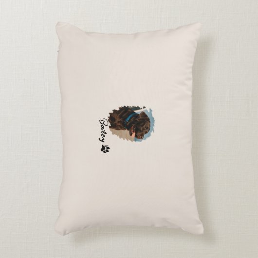 Schattigee Chocolade Labrador Hond – Bailey | Kado Accent Kussen (Voorkant(Verticaal))