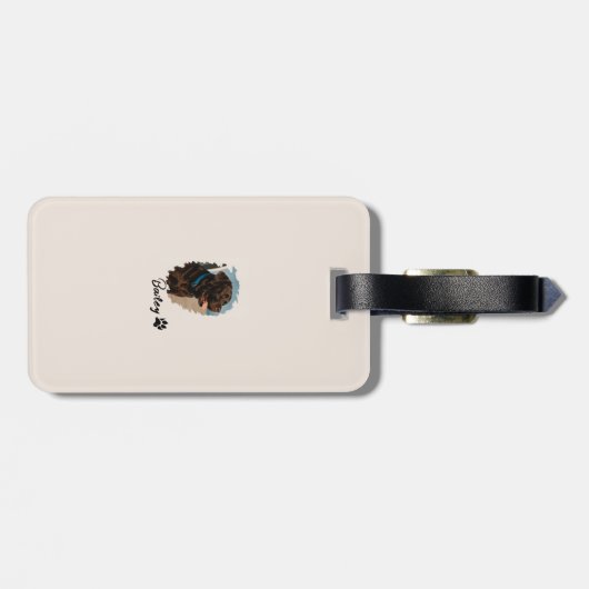 Schattigee Chocolade Labrador Hond – Bailey | Kado Bagagelabel (Achterkant horizontaal)