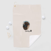 Schattigee Chocolade Labrador Hond – Bailey | Kado Golfhanddoek (Insitu)