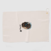 Schattigee Chocolade Labrador Hond – Bailey | Kado Golfhanddoek (Horizontaal)