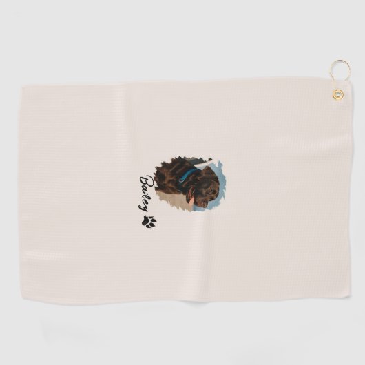 Schattigee Chocolade Labrador Hond – Bailey | Kado Golfhanddoek (Horizontaal)