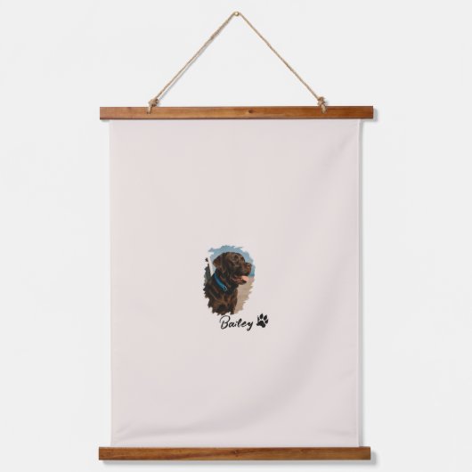 Schattigee Chocolade Labrador Hond – Bailey | Kado Hangend Wandkleed (Voorkant 3)