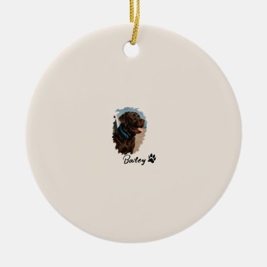 Schattigee Chocolade Labrador Hond – Bailey | Kado Keramisch Ornament (Voorkant)