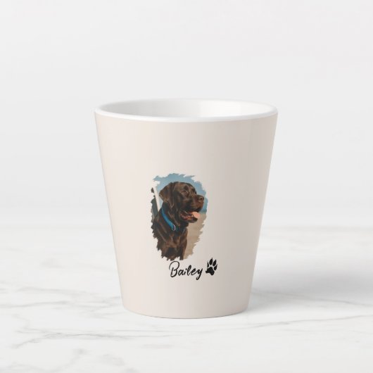 Schattigee Chocolade Labrador Hond – Bailey | Kado Latte Mok (Voorkant)