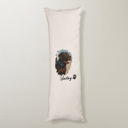 Schattigee Chocolade Labrador Hond – Bailey | Kado Lichaamskussen (Achterkant (Verticaal))