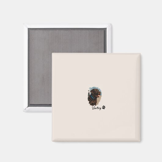 Schattigee Chocolade Labrador Hond – Bailey | Kado Magneet (Voorkant / Achterkant)