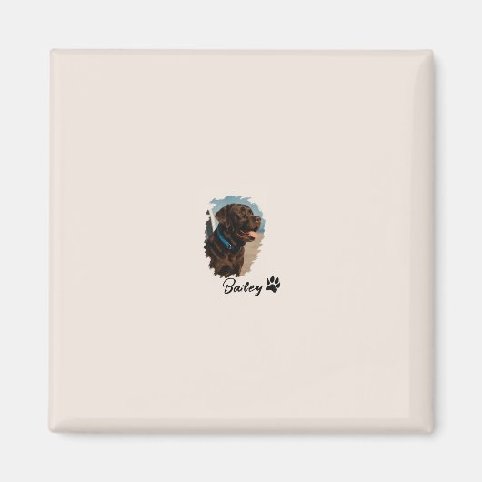 Schattigee Chocolade Labrador Hond – Bailey | Kado Magneet (Voorkant)