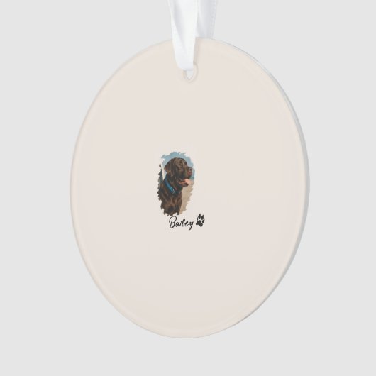 Schattigee Chocolade Labrador Hond – Bailey | Kado Ornament (voorkant)