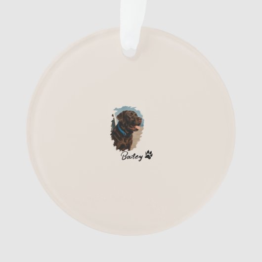 Schattigee Chocolade Labrador Hond – Bailey | Kado Ornament (voorkant)