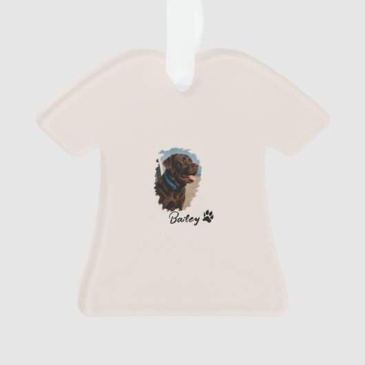 Schattigee Chocolade Labrador Hond – Bailey | Kado Ornament (voorkant)